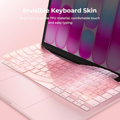 EooCoo Premium Keyboard Cover Skin Protector, Laptop Accessories Compatible with 2026 2025 2024 2023 2022 2021 M5-M1 Pro/Max MacBook Pro 14/16, M5-M2 MacBook Air 13/15, 2026 Mac Neo 13, Blush Clear - color: Blush Clear