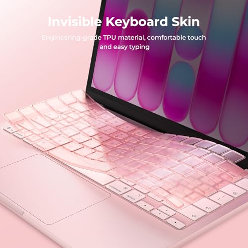 EooCoo Keyboard Cover Skin for MacBook Neo, Pro 14/16, Air 13/15, Blush | Invisible, Anti Fingerprints & Dust, for 2026-2021 M5-M1 Pro/Max MacBook Pro 14/16, M5-M2 MacBook Air 13/15, MacBook Neo 13 - color: Blush Clear