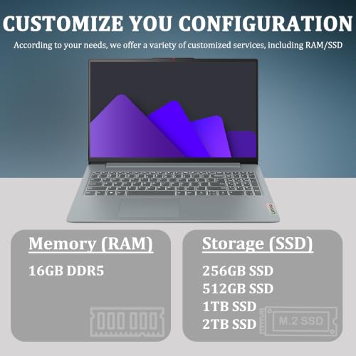 Delca Customized Laptop Made with Lenovo IdeaPad Slim 3i Business Laptop | 15.6" FHD Anti-Glare | Intel 10-core i5-1335U | 16GB DDR5 256GB/512GB/1TB/2TB SSD | Wi-Fi 6 Long Battery Life Win 11