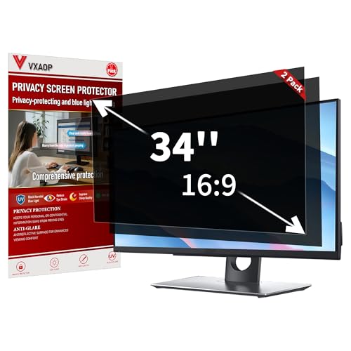 [2-Pack] 34 Inch Computer Privacy Screen Filter (21:9 Aspect Ratio) | Removable,Anti Glare & Blue Light Blocking,Compatible with HP Dell LG ASUS Acer Samsung Lenovo ViewSonic Monitor - size: 34 Inch