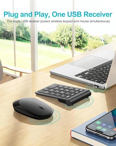 Lekvey Wireless Number Pad, Numeric Pad and Mouse Combo, Portable Slim 2.4GHz USB Wireless 10 Key Numpad Keypad for Laptop, Mac, Notebook, Desktop, PC Computer - Black - color: Black