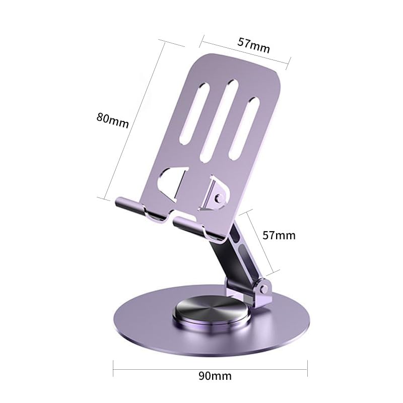 360° Rotating Metal Phone Stand, Foldable Adjustable Desktop Holder, Stable Universal Mount for All Smartphones & Tablets, Ideal Office/Home Desk Accessory（Purple - color: Purple