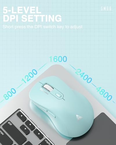 SOLAKAKA SM66 Green Silent Dual Mode Wireless Mouse for Laptop, Adjustable 4800 DPI,Rechargeable Computer Mouse for Bluetooth and Wireless Connection - color: green