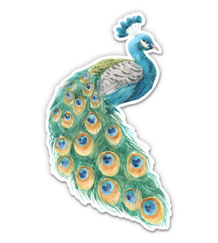 Painted Peacock - 3" Vinyl Sticker - for Car Laptop I-Pad Phone Helmet Hard Hat - Waterproof Decal - size: 3"