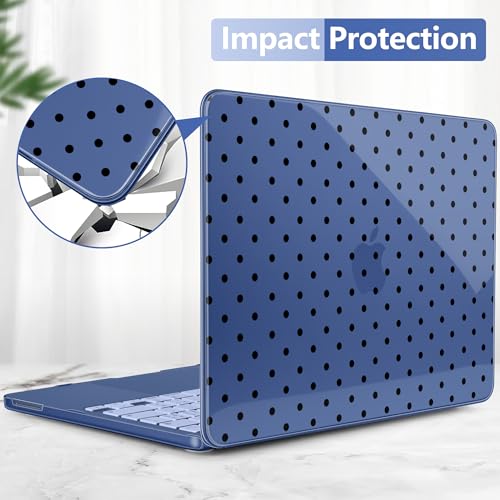 for MacBook Neo 13 Inch Case 2026 (Model A3404, A18 Pro chip), Stylish Pattern Protective Hard Shell with Screen Protector, Keyboard Cover & USB-C Adapter - Indigo Polka Dots - color: Indigo Polka Dots