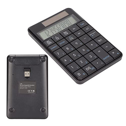 Focket Number Pad, 2.4GHz Wireless Numeric Keypad, Solar Powered Ergonomic 29 Keys USB Number Pad with Plug and Play Portable Design for Laptop PC Desktop Computer