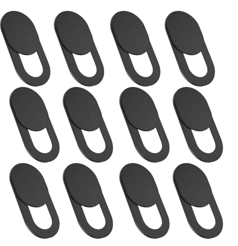 Laptop Camera Cover Slide, [12 Pack] Ultra-Thin Webcam Cover Compatible with MacBook,Laptop,PC,Computer,iMac,iPad, iPhone Cell Phone etc. 0.027in Thick Sliding Cover Web Blocker Black - color: 12Pack black