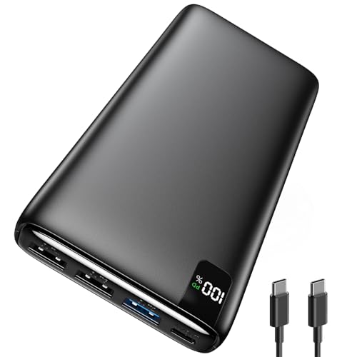 A ADDTOP Power Bank 22.5W Fast Charging Built-in USB C Portable Charger | 20000mAh丨4 USB Outputs丨Travel Essential丨LED Display丨Battery Pack for Phone 17/16/15 Galaxy Series丨Lightweight丨Flight-Safe - color: Black