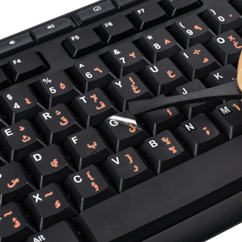 2PCS Arabic Keyboard Sticker Letter - Keyboard Letters Replacement Stickers, Borderless Characters Alphabet for Laptop Computer PC Desktop Keyboard, Peel-Off Film, Leave Letters, Orange - size: Arabic-Orange