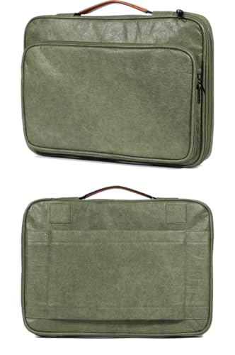 Laptop Briefcase with Front Pocket, Brown Handle, Professional Business Bag - color: Black