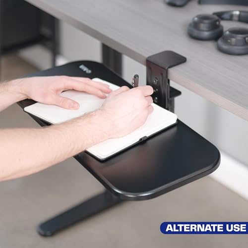 VIVO Clamp-on 23 x 10 inch Rotating Computer Keyboard and Mouse Tray, Extra Sturdy Desk Swivel Clamp, Ergonomic Typing, Black, MOUNT-KB04CB
