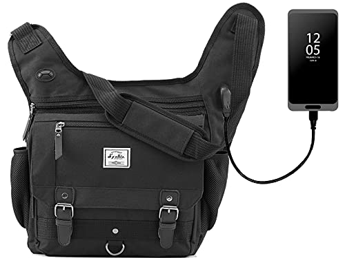 d'yallee Crossbody Messenger Bag Men Waterproof Shoulder Business Work Bag Nylon - color: Shoulder Bag - Black