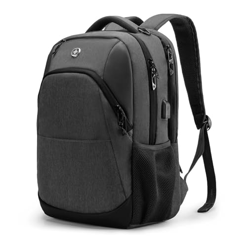 Swissdigital Design Backpack for Men & Women Fit 16 Inch Computer SD1670-02 | Travel Laptop Backpack, College Bag, Business Backpack, with USB Charging Port, RFID Protetion Pocket, Water Bottle, Grey - color: Grey, size: 16 Inches