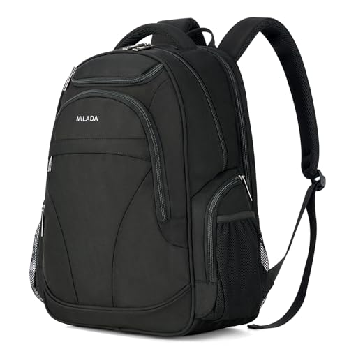 MILADA Travel Backpack For Men Laptop Backpack Women Business Carry On Backpack Airline Approved Fits 16.5 Inch Laptop Bag Work Backpack, Black