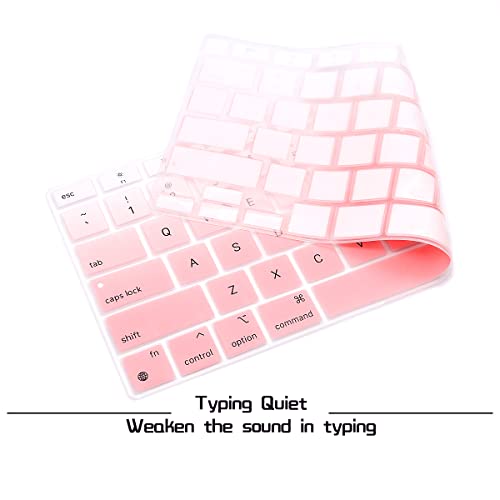 HRH English US Keyboard Cover for MacBook Air 13 A2337 2020 | M1 Chip Processor with Touch ID,Precise Fit,Dust Proof,Waterproof,Durable,Smooth Touch,Keyboard Accessories,Ombre Light Pink - color: Ombre light pink