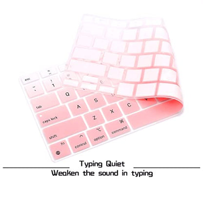 HRH English US Keyboard Cover for MacBook Air 13 A2337 2020 | M1 Chip Processor with Touch ID,Precise Fit,Dust Proof,Waterproof,Durable,Smooth Touch,Keyboard Accessories,Ombre Light Pink - color: Ombre light pink