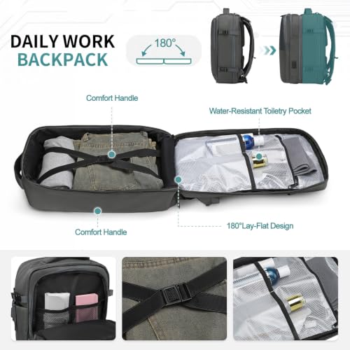 2-in-1 Travel Backpack for Men, Expandable 16" Laptop Backpack with Detachable Briefcase, Water-Resistant Carry-On Business Bag with USB-C, Gray - color: Gray