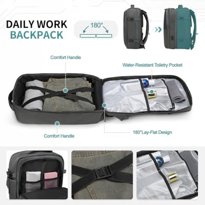 2-in-1 Travel Backpack for Men, Expandable 16" Laptop Backpack with Detachable Briefcase, Water-Resistant Carry-On Business Bag with USB-C, Gray - color: Gray