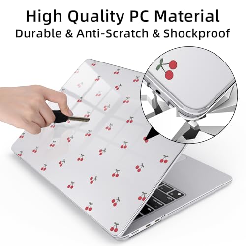 for MacBook Air 13.6 Inch Case M5/M4/M3/M2 2026-2022 Release A3449 A3240 A3113 A2681 Cute Cherry Design Crystal Clear Girly Case Laptop Protective Hard Shell Cover - color: Cherry