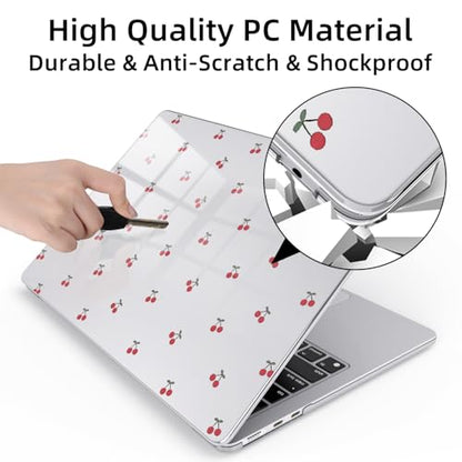 for MacBook Air 13.6 Inch Case M5/M4/M3/M2 2026-2022 Release A3449 A3240 A3113 A2681 Cute Cherry Design Crystal Clear Girly Case Laptop Protective Hard Shell Cover - color: Cherry