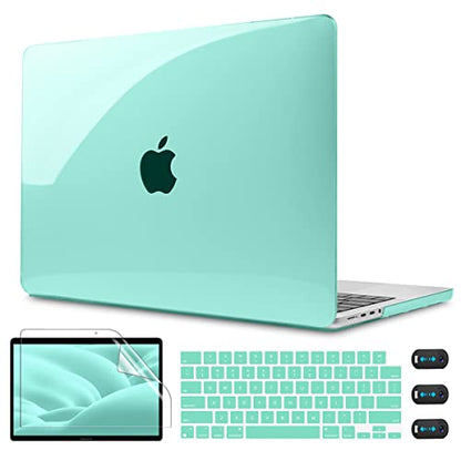CISSOOK for MacBook Air 13 Inch Case 2021-2018 Release,Plastic Hard Shell Case with Keyboard Cover and Screen Protector for MacBook Air 13 A2337 M1 A2179 A1932 Model with Touch ID - Crystal Green - color: Air13inch-Crystal Green