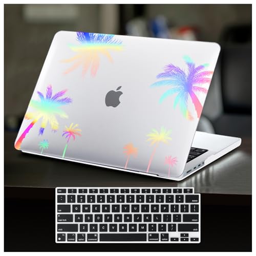 DTangLsm for MacBook Pro 14 inch Case 2026 M5 2025-2021 M4 M3 M2 M1 Pro Max | A3426 A3427 A3434 A3112 A3185 A3401 A2918 A2992 A2779 A2442 Clear Plastic Hardshell for Mac Pro 14+Keyboard Cover,CoconutTree - color: Laser Coconut Tree