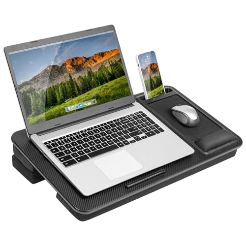 LAPGEAR Extra Large Adjustable Lap Desk - Black Carbon, Fits 17.3" Laptops