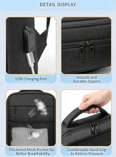 LINGYUE Business Laptop Backpack With USB Charging Port, Waterproof Durable Travel Backback For Men & Women, Anti-Scratch Computer Bag Fits 15.6 Inch, Ideal For Work, And School(Gray)