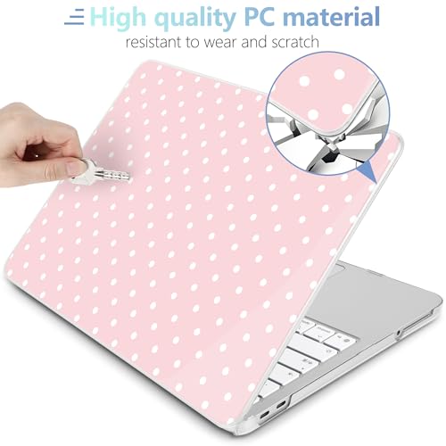 MEEgoodo 4-in-1 Printed Case for MacBook Neo 13 inch 2026 Release Model A3404, Laptop Hard Shell Cases with Keyboard Skin & Screen Protector & Webcam Covers, Pink & Polka Dots - color: Pink & Polka Dots