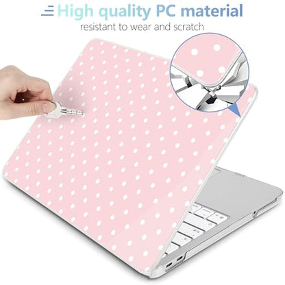 MEEgoodo 4-in-1 Printed Case for MacBook Neo 13 inch 2026 Release Model A3404, Laptop Hard Shell Cases with Keyboard Skin & Screen Protector & Webcam Covers, Pink & Polka Dots - color: Pink & Polka Dots