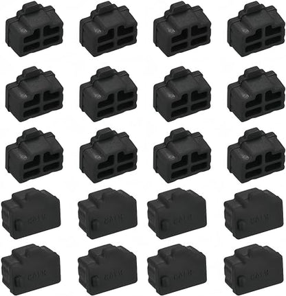 20Pcs Silicone RJ45 Anti-Dust Covers - Black, Dust-Proof, Compatible with Computer, Router, Switch, TV RJ45 Ports - size: RJ45