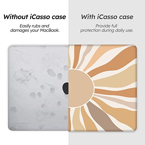 iCasso for MacBook Air 13 Inch Case 2020 2019 2018 Release A2237 M1/A1932/A2179 with Retina Display, Protective Hard Plastic Shell Case and Keyboard Cover for MacBook Air 13 (Sunshine) - color: Sunshine