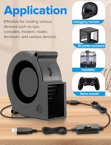 Wathai 75mm x 30mm USB Centrifugal Blower Fan 5V Turbine Cooling Fan | USB Small Blower for DIY Computer Case, Home Theater Receiver, 3D Printers, Electronics Cabinet Cooling - style: 5V USB
