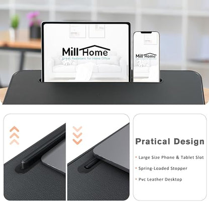 Lap Desk with Cushion, Fits up to 17 inch Laptop, Pillow Designed, Portable Laptop Stand with Tray, Pad & Phone Holder, Home Office for Bed/Couch/Car/Reading/Writing,MillHome (Black) - color: Black
