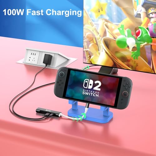 RREAKA TV Dock for Nintendo Switch 2 / Switch/Switch OLED, Portable Travel Dock Replacement with 4K@60Hz HDMI, PD 100W Charging, USB 3.0 - color: Black & White-2nd Version