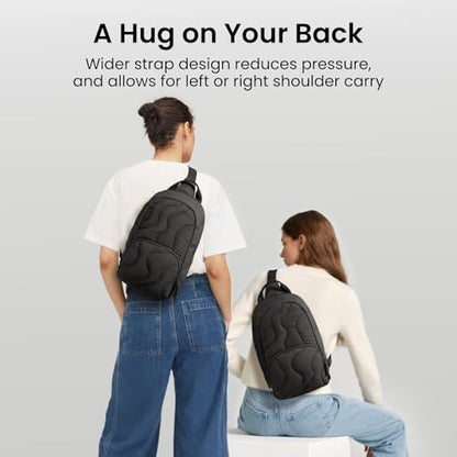 tomtoc 10L Puffy Sling Backpack with Padded Compartment for MacBook Neo A18 | Lightweight Quilted Crossbody Bag for 11-inch iPad Air/Pro, Nintendo Switch 2, Puffer Travel Chest Daypack for Women Girls - color: Lavascape