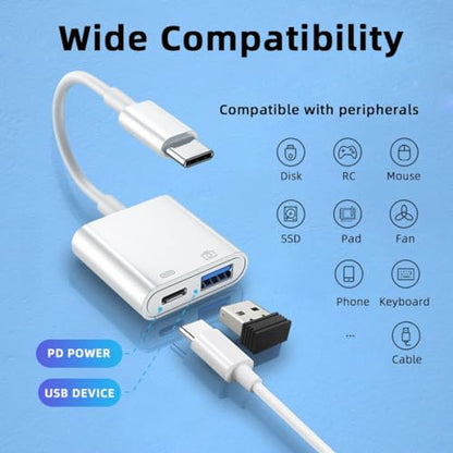 chenyang 2 in 1 USB C to USB 3.0 Socket OTG Adapter with PD 24W Charge for Laptop Tablet Phone - style: USB3.0 2-in-1