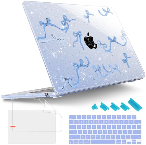 Tuiklol for MacBook Air 13 inch Case M5 2026 M4 2025 M3 2024 M2 2022 Release Model A3449 A3240 A3113 A2681,Plastic Hard Shell Cover for MacBook Air 13.6 with Touch ID, Blue Bow - color: Blue bow
