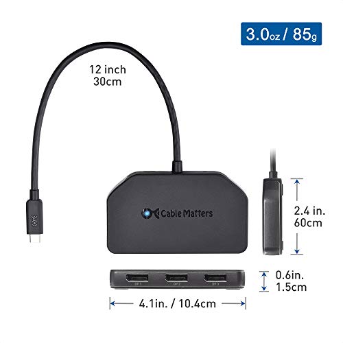 Cable Matters Windows Only Triple Monitor USB C Hub, 3X DisplayPort | 100W Charging, 8K@30Hz / 4K@120Hz HDR, Thunderbolt 4/USB4 Compatible, for Surface Pro/XPS
