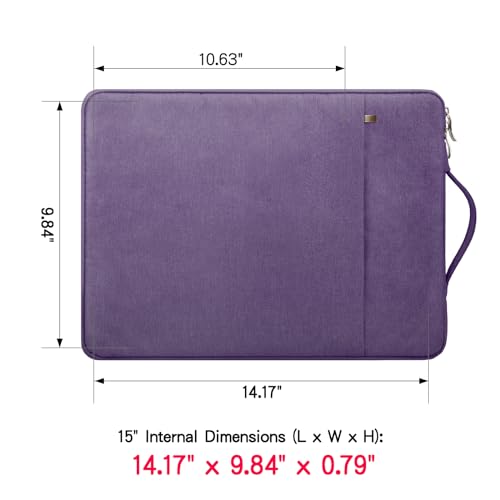 RAINYEAR 15 inch Laptop Sleeve Carrying Case with Handle & Pocket, Purple | Protective Padded Polyester Laptop Sleeve Case Briefcase for 15 Inch MacBook Air/Pro , 15 inch Surface Laptop 3/4 - color: Purple, size: 15"-15.4"
