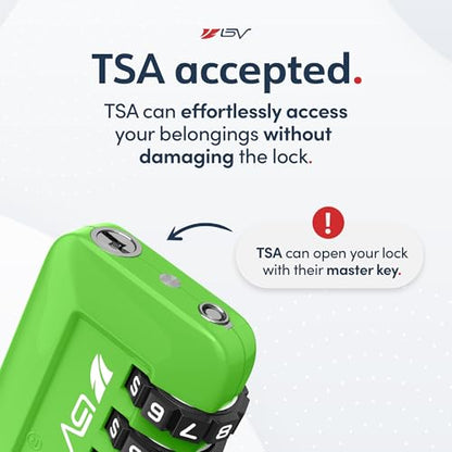 TSA Accepted Luggage Travel Lock, Set-Your-Own Combination Lock for School Gym Locker, Luggage Suitcase Baggage Locks, Filing Cabinets, Toolbox, Case (Green, 1 Pack) - color: Green 1-Pack