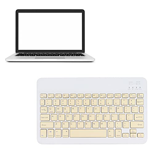 Wireless Keyboard, UltraSlim Silent Scissor Switch Portable 10inch Widened Keys for Travel Business Yellow ABS Aluminum Alloy