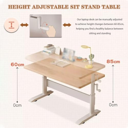 Adjustable Height Standing Desk, Home Spacious Computer Desk, Manual Lift Sit-Stand Table, Sofa Side Table for Office Home Bedroom(120cm) - size: 120cm