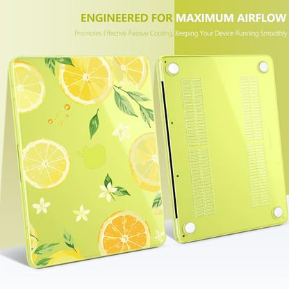 Batianda Case for MacBook Neo 13 Inch 2026 Model A3404, Lemon Zest | 4-in-1 Laptop Accessories Bundle with Lemon Fruit Art, Ultra Slim Hard Shell for Students, Girls and Fresh Summer Style - color: Lemon Zest