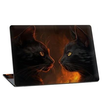 Universal Laptop Skin Sticker with 2 Wrist Pad Skins, Waterproof Scratch Resistant Vinyl Laptop Cover Decal, Cut to Fit for 11–15.6 Inch MacBook HP Dell Lenovo, Cat Black - color: Cat Black