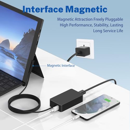 Original 65W 44W 1796 1706 1800 1625 Laptop Charger Compatible with Microsoft Surface Pro 10 9 8 7+ 7 6 Windows 5 4 3 2 Fit Model 1876 1943 1950 1958 1866 1724 1963 1769 1735 Tablet Power Supply