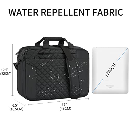 KROSER Laptop Bag 15.6 Inch Briefcase Shoulder Bag Water Repellent Laptop Bag Bussiness Carrying Handbag | Built-in luggage strap & TSA friendly, multi compartments, suitable for business, office, travel, men and women - color: Qulited Black