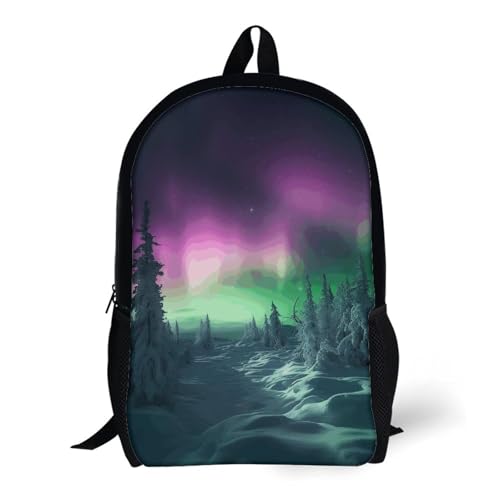 17 Inch Aurora And Cloud Laptop Backpack for Men Women Waterproof Lightweight Travel Backpack Commuter Bag Large Capacity Casual Daypack for Business Trip & Outdoor