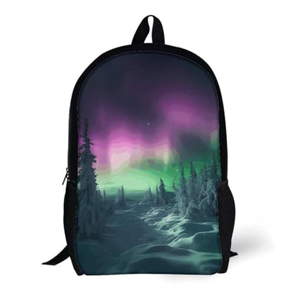 17 Inch Aurora And Cloud Laptop Backpack for Men Women Waterproof Lightweight Travel Backpack Commuter Bag Large Capacity Casual Daypack for Business Trip & Outdoor