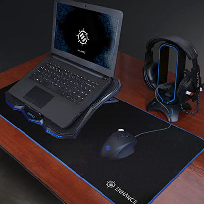 ENHANCE Cryogen 5 Gaming Laptop Cooling Pad Stand - Laptop Cooler with 7 Adjustable Height Settings & Dual USB Ports up to 17 inches - 1 Ultra Quiet High Performance LED Fan 800 RPM - Blue - color: Blue